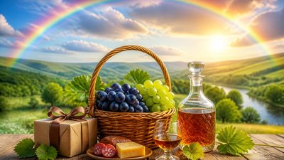 Радужная картинка с поздравлением на именины для кума
