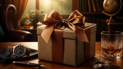 Оригинальная картинка с подарком на именины для тестя