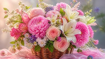 Красочная открытка с цветами на именины для тетушки